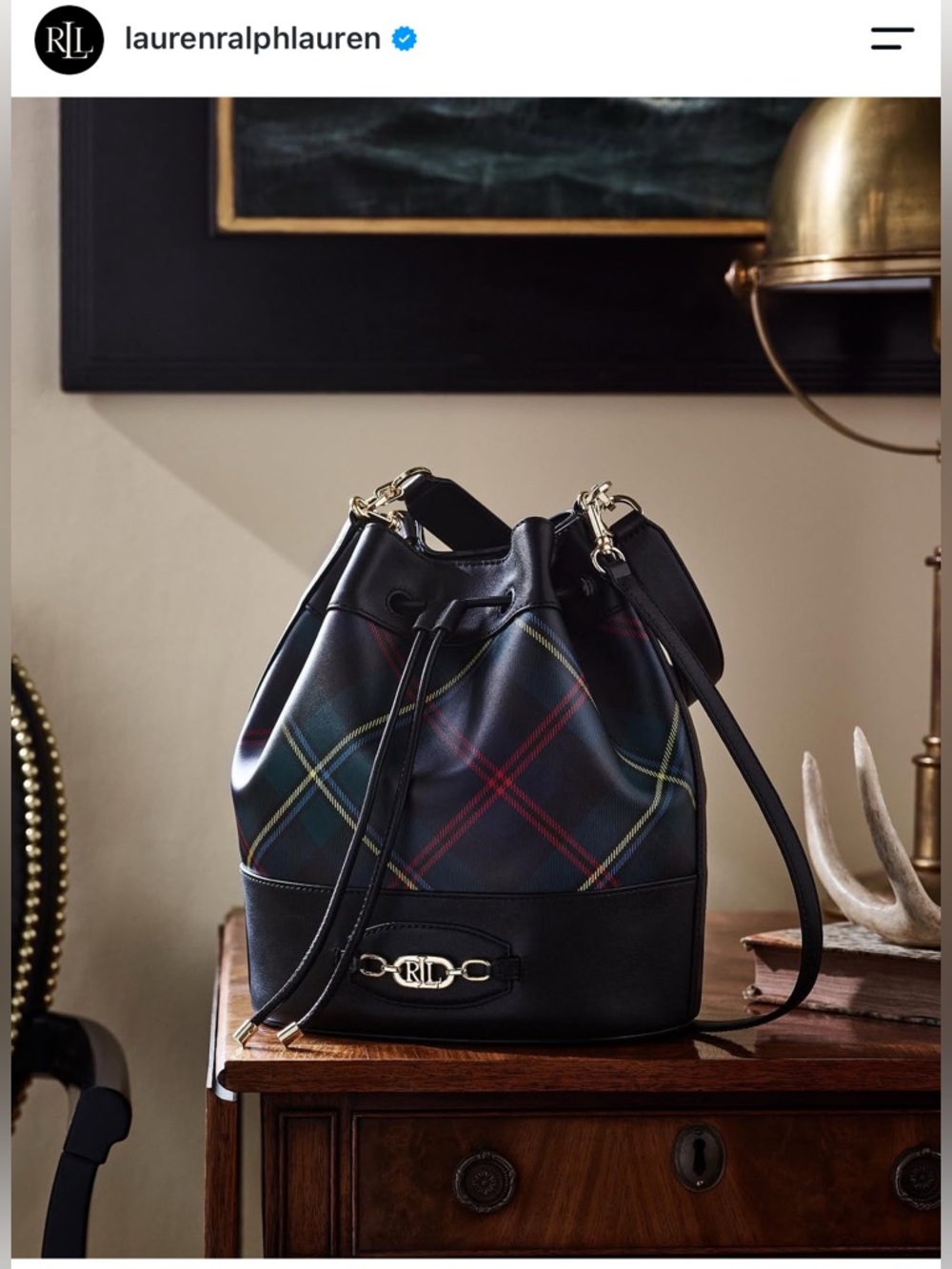Lauren Ralph Lauren Andie Large Drawstring Bag  | Genuine Nappa Leather | NEW